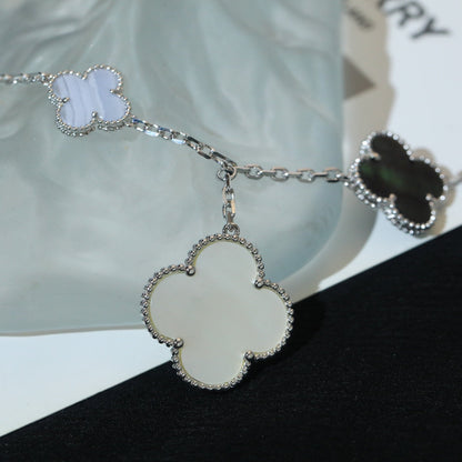 [Lumi Jewellery]CLOVER BRACELET 5 MOTIFS MOP CHALCEDONY SILVER