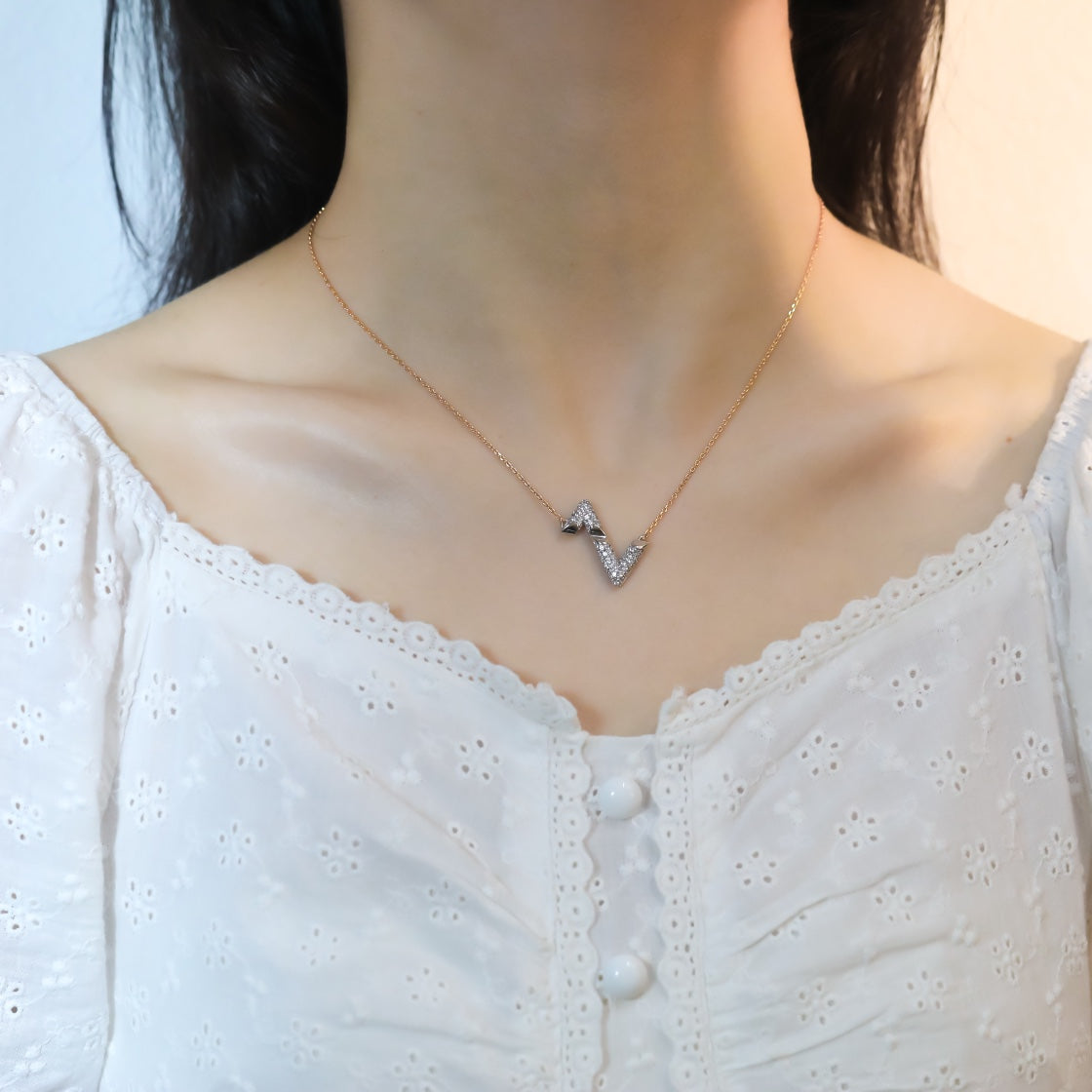 [Lumi Jewellery]VOLT SILVER DIAMOND PEDANT NECKLACE