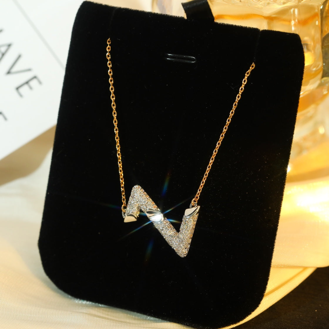[Lumi Jewellery]VOLT SILVER DIAMOND PEDANT NECKLACE