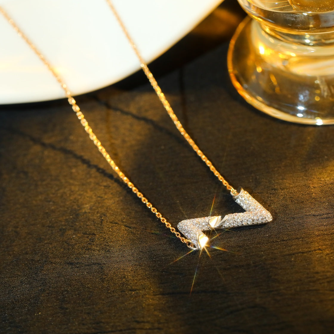 [Lumi Jewellery]VOLT SILVER DIAMOND PEDANT NECKLACE