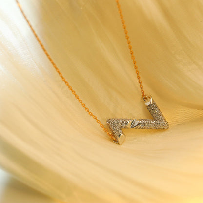 [Lumi Jewellery]VOLT SILVER DIAMOND PEDANT NECKLACE