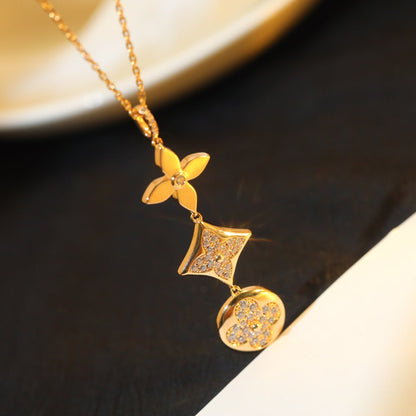 [Lumi Jewellery]STAR AND SUN DIAMOND PINK GOLD NECKLACE