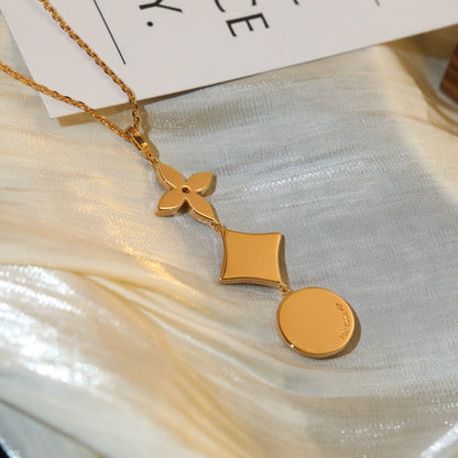 [Lumi Jewellery]STAR AND SUN DIAMOND PINK GOLD NECKLACE