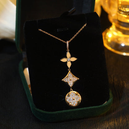[Lumi Jewellery]STAR AND SUN DIAMOND PINK GOLD NECKLACE