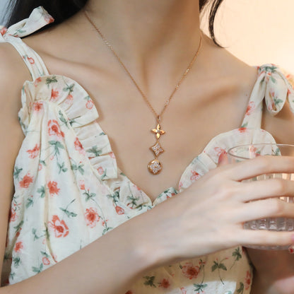 [Lumi Jewellery]STAR AND SUN DIAMOND PINK GOLD NECKLACE