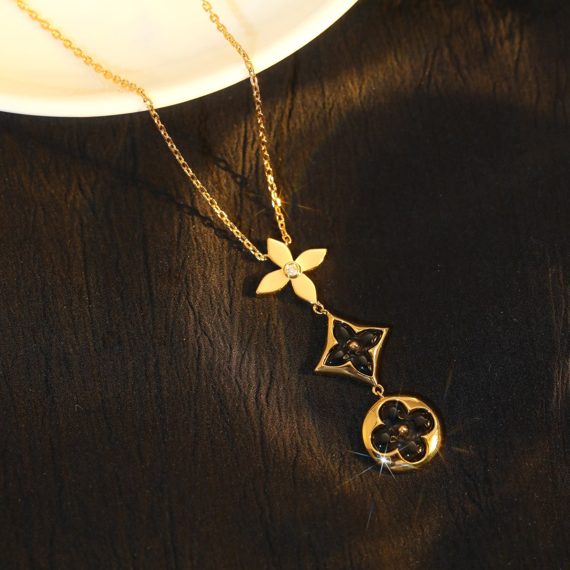 [Lumi Jewellery]STAR AND SUN ONYX PINK GOLD NECKLACE