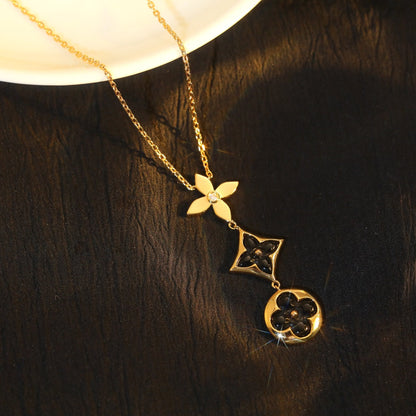 [Lumi Jewellery]STAR AND SUN ONYX PINK GOLD NECKLACE