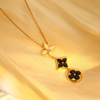 [Lumi Jewellery]STAR AND SUN ONYX PINK GOLD NECKLACE