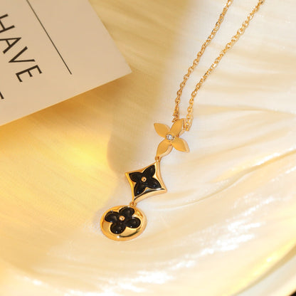 [Lumi Jewellery]STAR AND SUN ONYX PINK GOLD NECKLACE