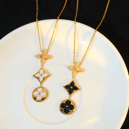[Lumi Jewellery]STAR AND SUN ONYX PINK GOLD NECKLACE