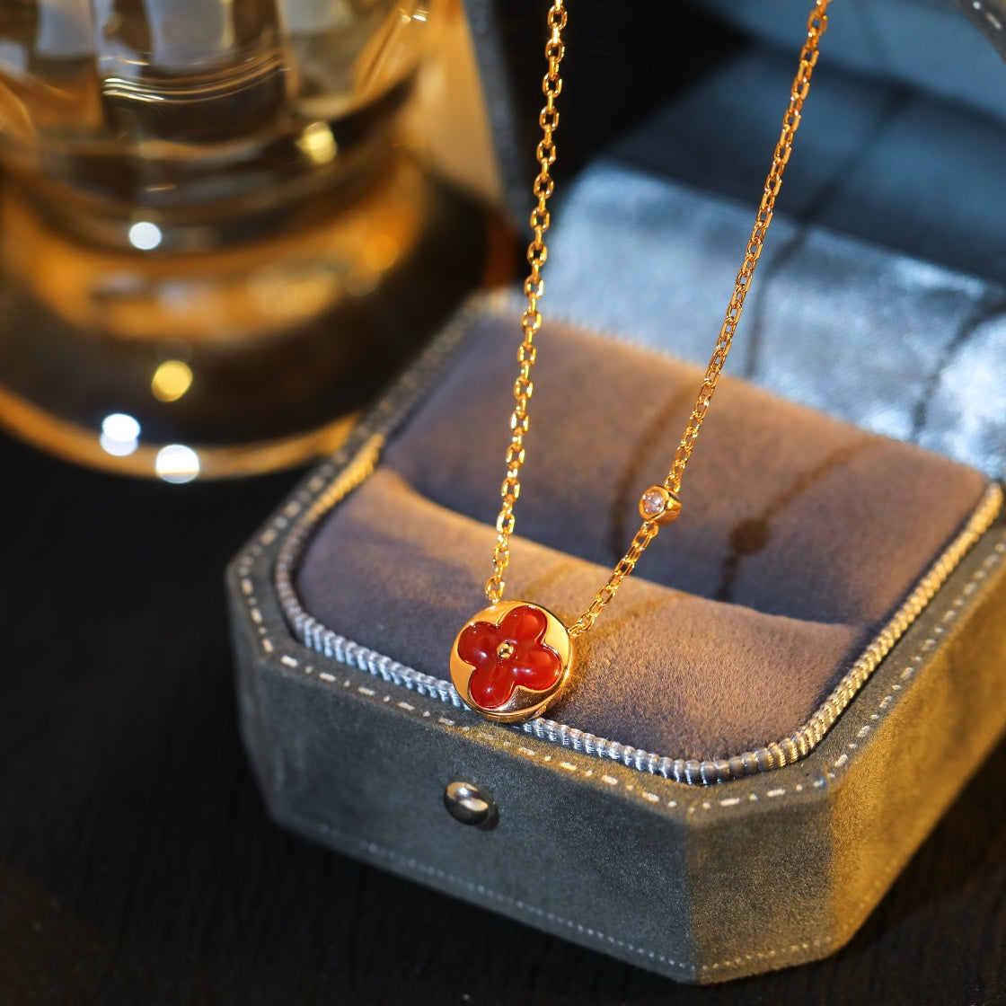 [Lumi Jewellery]SUN PEDANT PINK GOLD 1 DIAMOND NECKLACE