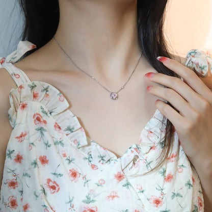 [Lumi Jewellery]SUN PEDANT PINK GOLD 1 DIAMOND NECKLACE
