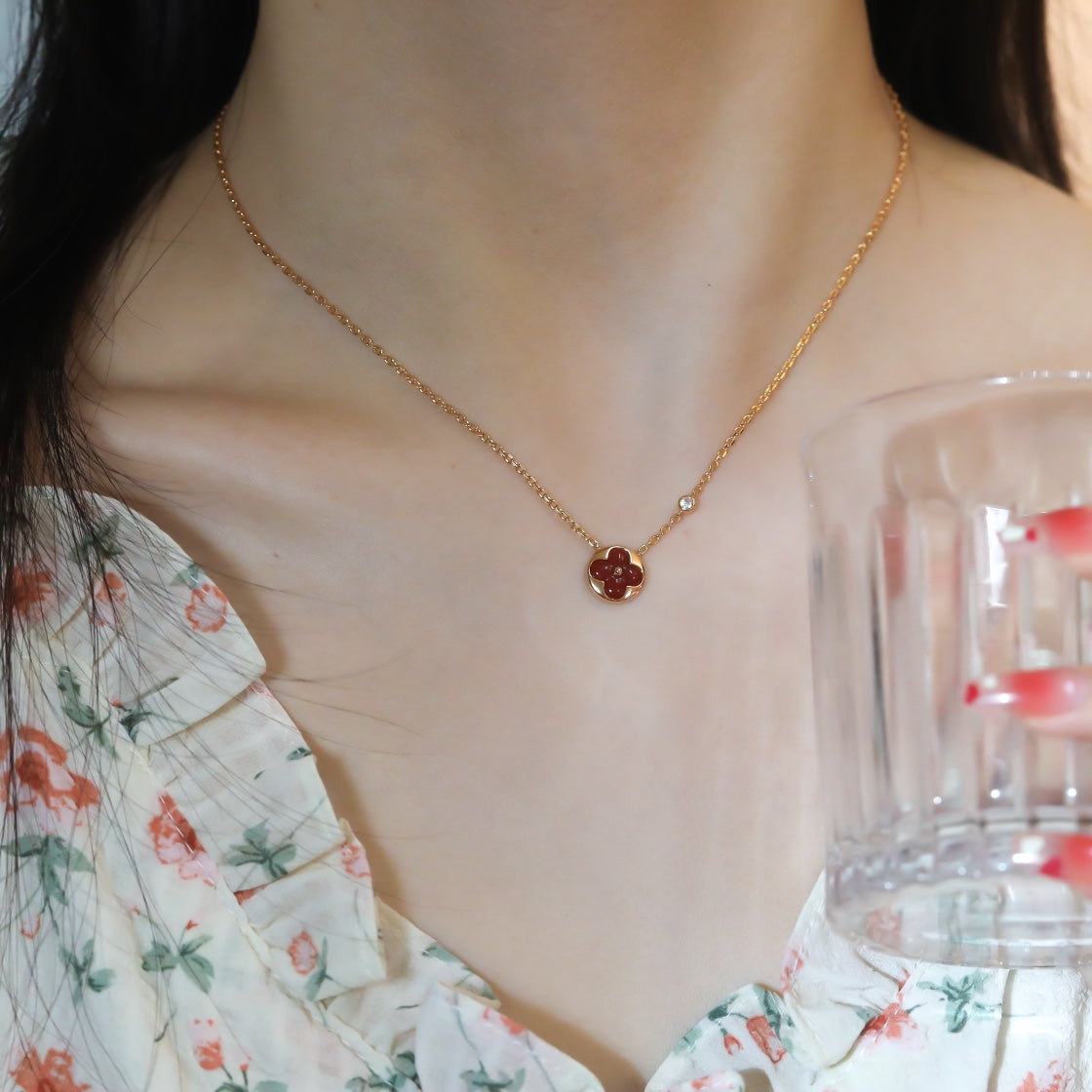 [Lumi Jewellery]SUN PEDANT PINK GOLD 1 DIAMOND NECKLACE