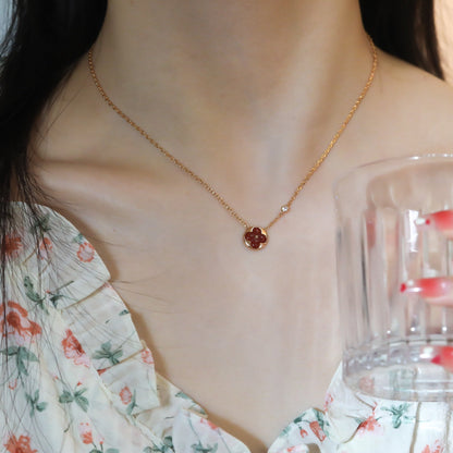 [Lumi Jewellery]SUN PEDANT PINK GOLD 1 DIAMOND NECKLACE