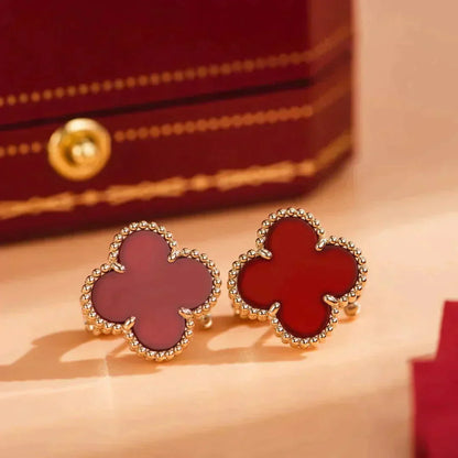 [Lumi Jewellery]CLOVER MEDIUM 1 MOTIFS CARNELIAN  EARRINGS