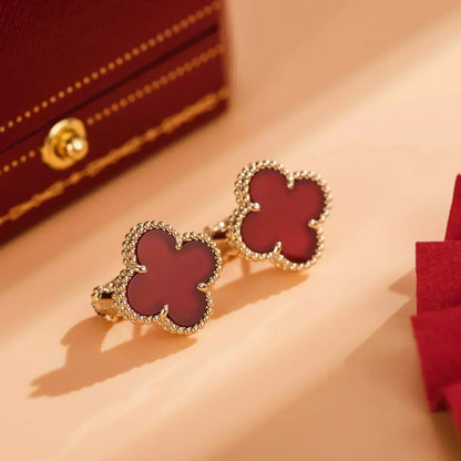 [Lumi Jewellery]CLOVER MEDIUM 1 MOTIFS CARNELIAN  EARRINGS