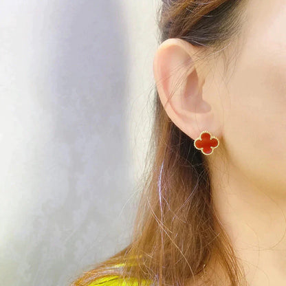 [Lumi Jewellery]CLOVER MEDIUM 1 MOTIFS CARNELIAN  EARRINGS