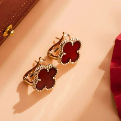 [Lumi Jewellery]CLOVER MEDIUM 1 MOTIFS CARNELIAN  EARRINGS