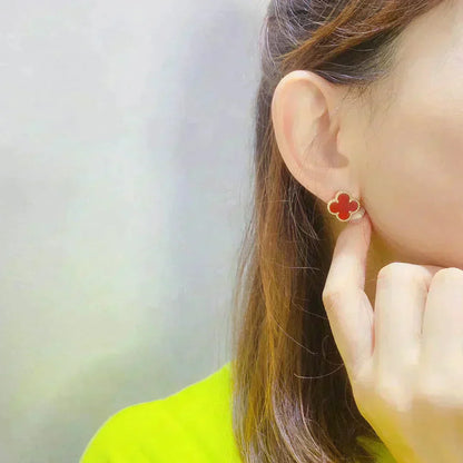 [Lumi Jewellery]CLOVER MEDIUM 1 MOTIFS CARNELIAN  EARRINGS