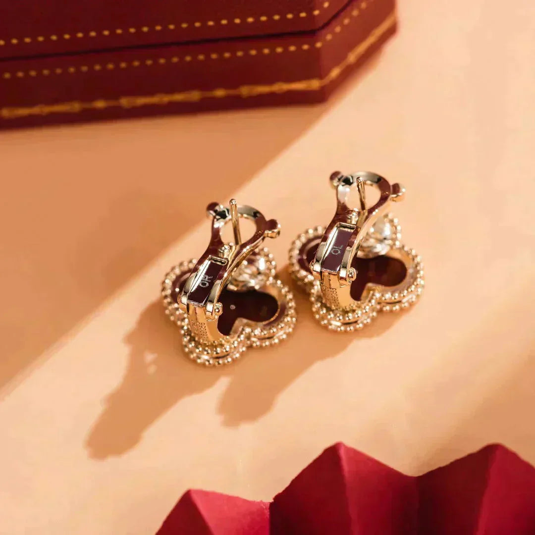 [Lumi Jewellery]CLOVER MEDIUM 1 MOTIFS CARNELIAN  EARRINGS
