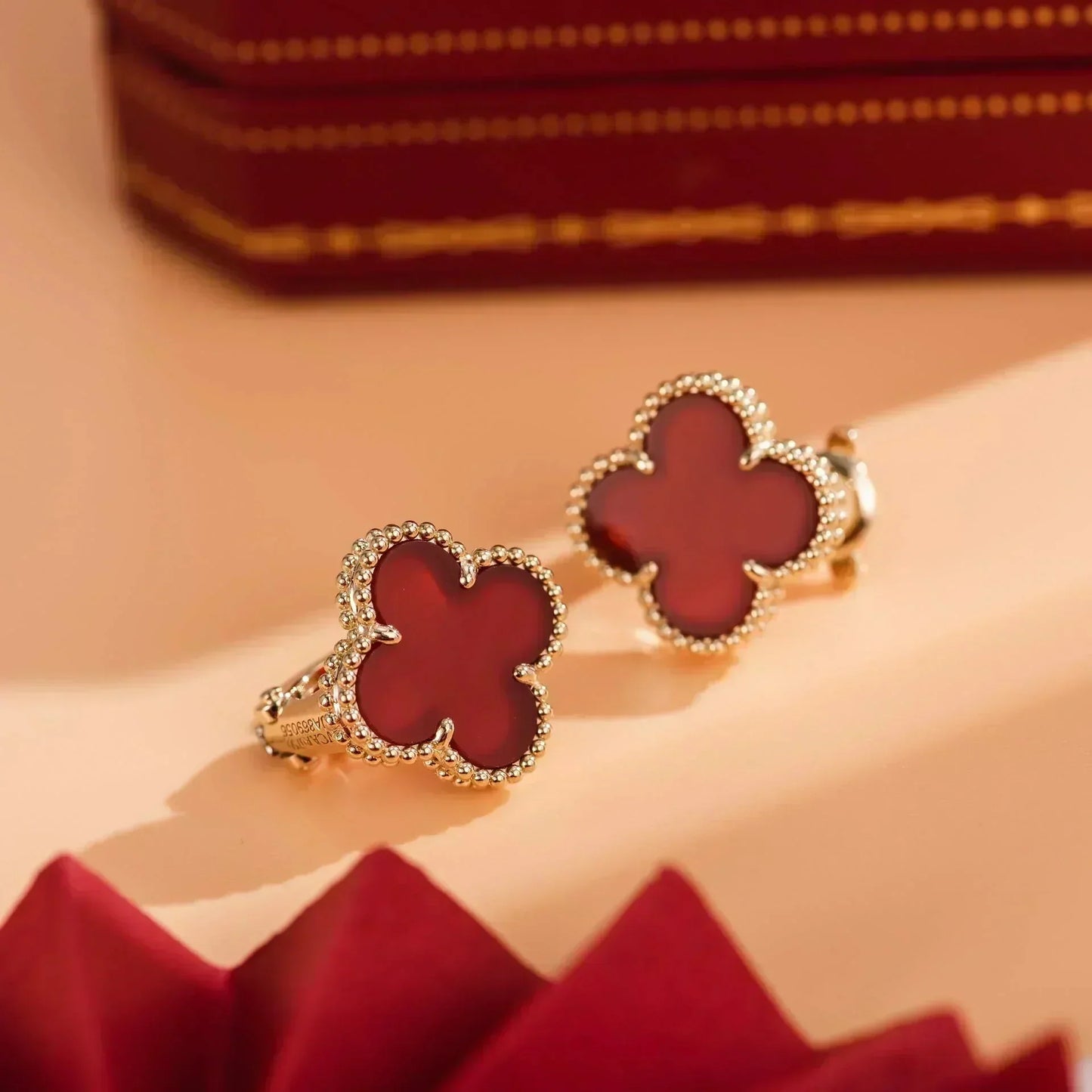 [Lumi Jewellery]CLOVER MEDIUM 1 MOTIFS CARNELIAN  EARRINGS