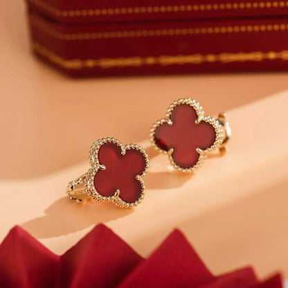 [Lumi Jewellery]CLOVER MEDIUM 1 MOTIFS CARNELIAN  EARRINGS