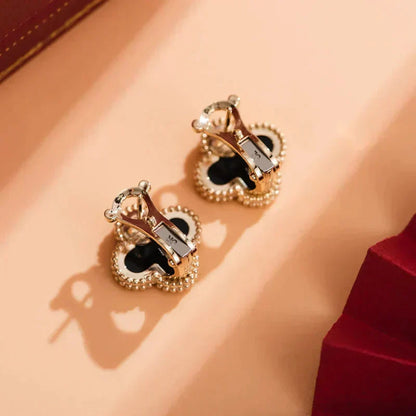 [Lumi Jewellery]CLOVER MEDIUM 1 MOTIFS  ONYX STUD EARRINGS