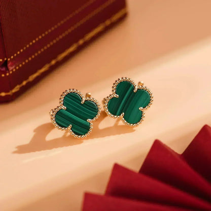 [Lumi Jewellery]CLOVER MEDIUM 1 MOTIFS MALACHITE  EARRINGS