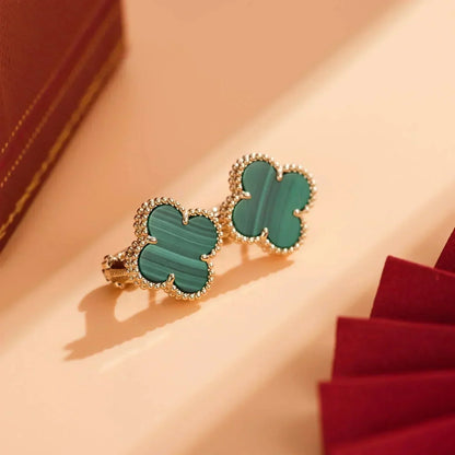 [Lumi Jewellery]CLOVER MEDIUM 1 MOTIFS MALACHITE  EARRINGS