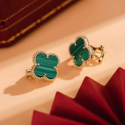 [Lumi Jewellery]CLOVER MEDIUM 1 MOTIFS MALACHITE  EARRINGS