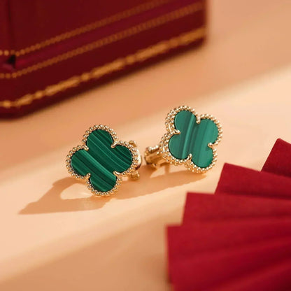 [Lumi Jewellery]CLOVER MEDIUM 1 MOTIFS MALACHITE  EARRINGS