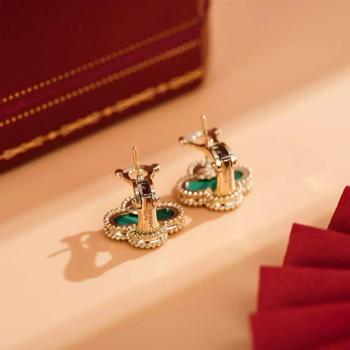 [Lumi Jewellery]CLOVER MEDIUM 1 MOTIFS MALACHITE  EARRINGS
