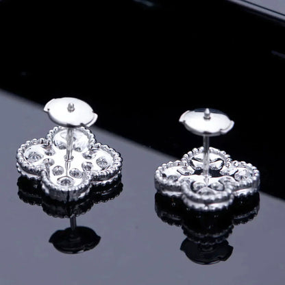 [Lumi Jewellery]CLOVER 1 MOTIFS DIAMOND STUD EARRINGS SILVER
