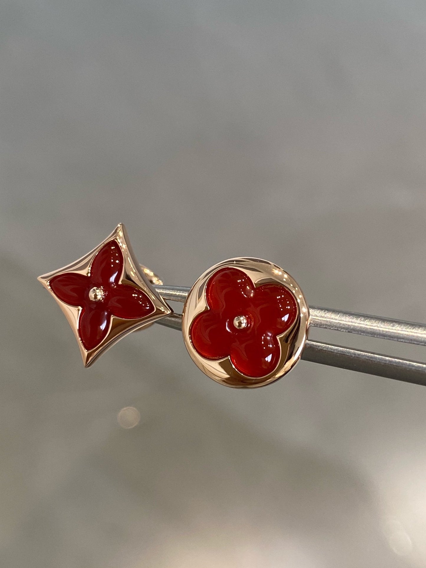 [Lumi Jewellery]STAR AND SUN PINK GOLD CARNELIAN STUD EARRINGS