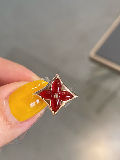 [Lumi Jewellery]STAR AND SUN PINK GOLD CARNELIAN STUD EARRINGS