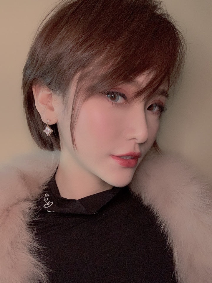 [Lumi Jewellery]DOUBLE STAR PINK GOLD MOP DROP EARRINGS