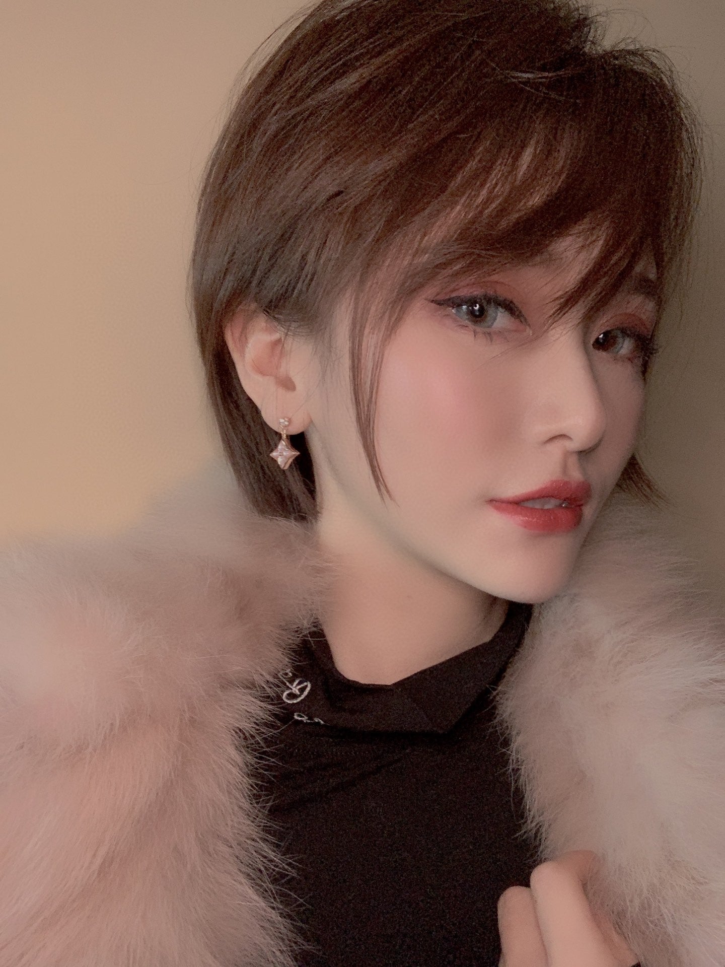 [Lumi Jewellery]DOUBLE STAR PINK GOLD MOP DROP EARRINGS