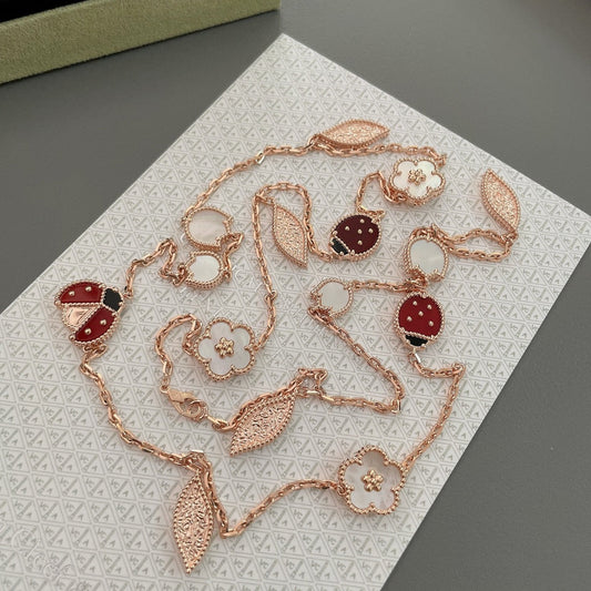 [Lumi Jewellery]LUCKY SPRING 15 MOTIFS ROSE GOLD NECKLACE
