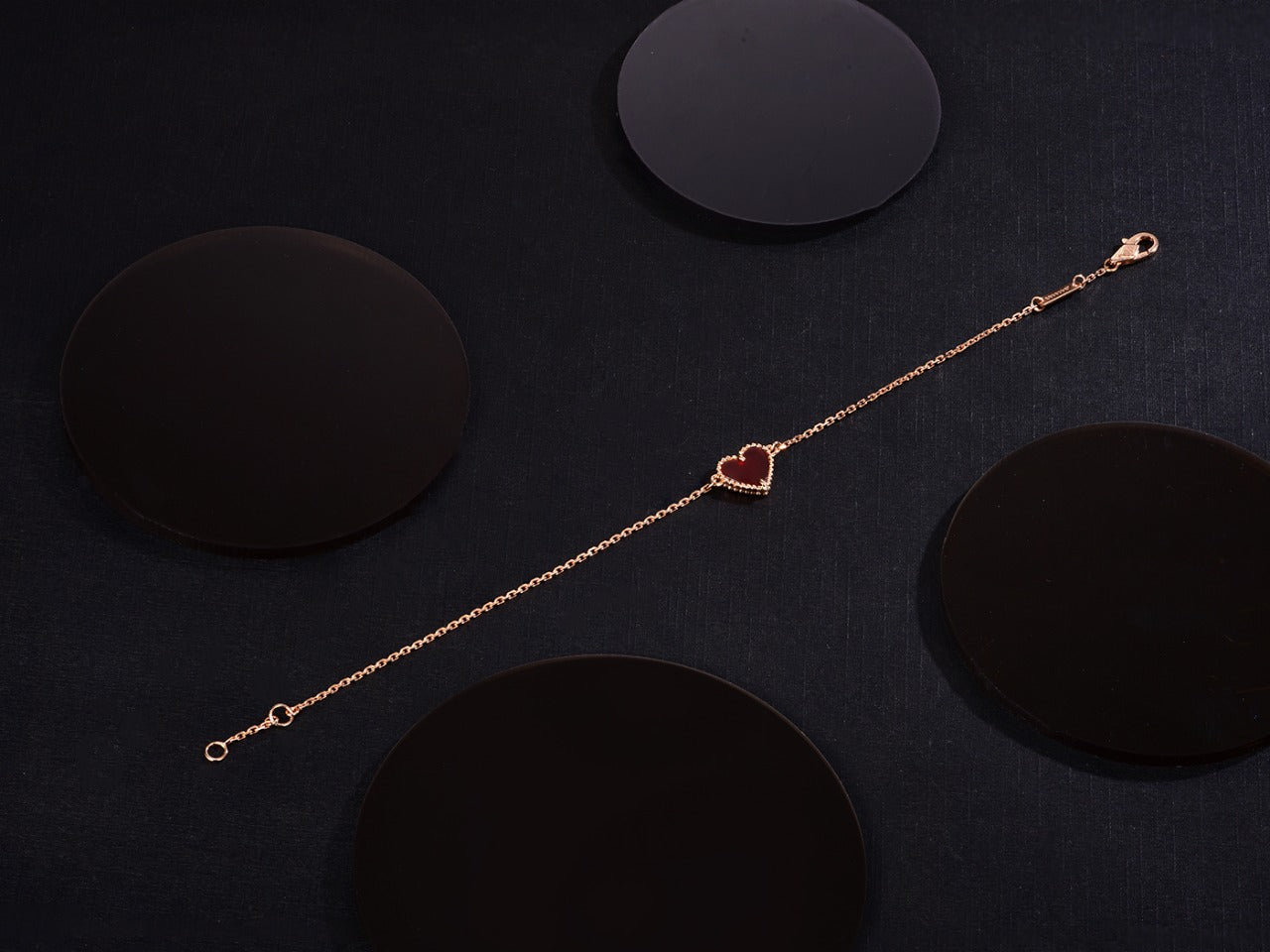 [Lumi Jewellery]HEART CARNELIAN PINK GOLD BRACELET
