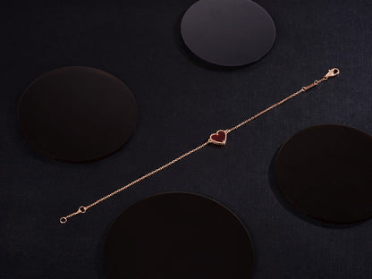 [Lumi Jewellery]HEART CARNELIAN PINK GOLD BRACELET