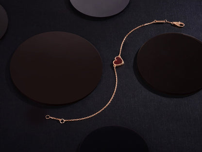 [Lumi Jewellery]HEART CARNELIAN PINK GOLD BRACELET