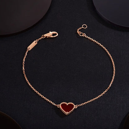 [Lumi Jewellery]HEART CARNELIAN PINK GOLD BRACELET