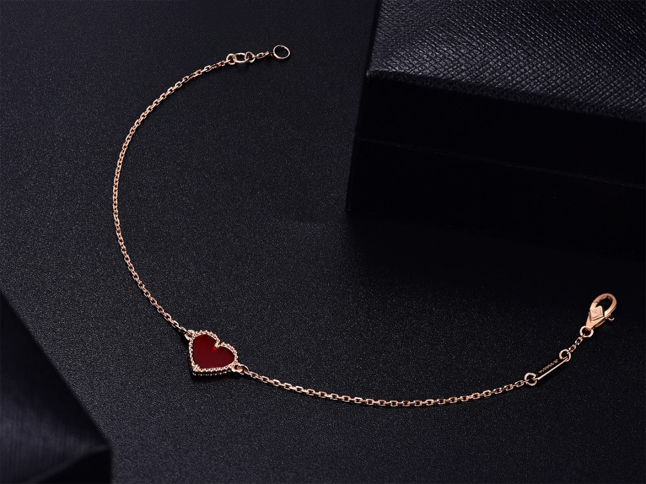 [Lumi Jewellery]HEART CARNELIAN PINK GOLD BRACELET