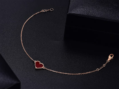 [Lumi Jewellery]HEART CARNELIAN PINK GOLD BRACELET