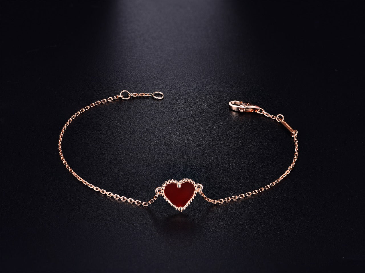 [Lumi Jewellery]HEART CARNELIAN PINK GOLD BRACELET