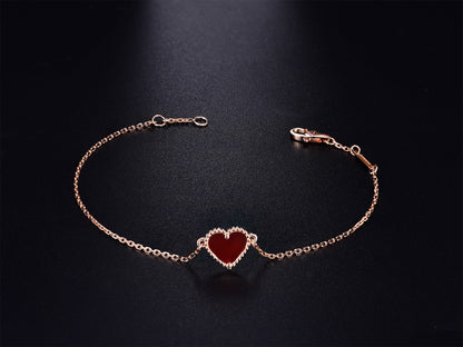 [Lumi Jewellery]HEART CARNELIAN PINK GOLD BRACELET
