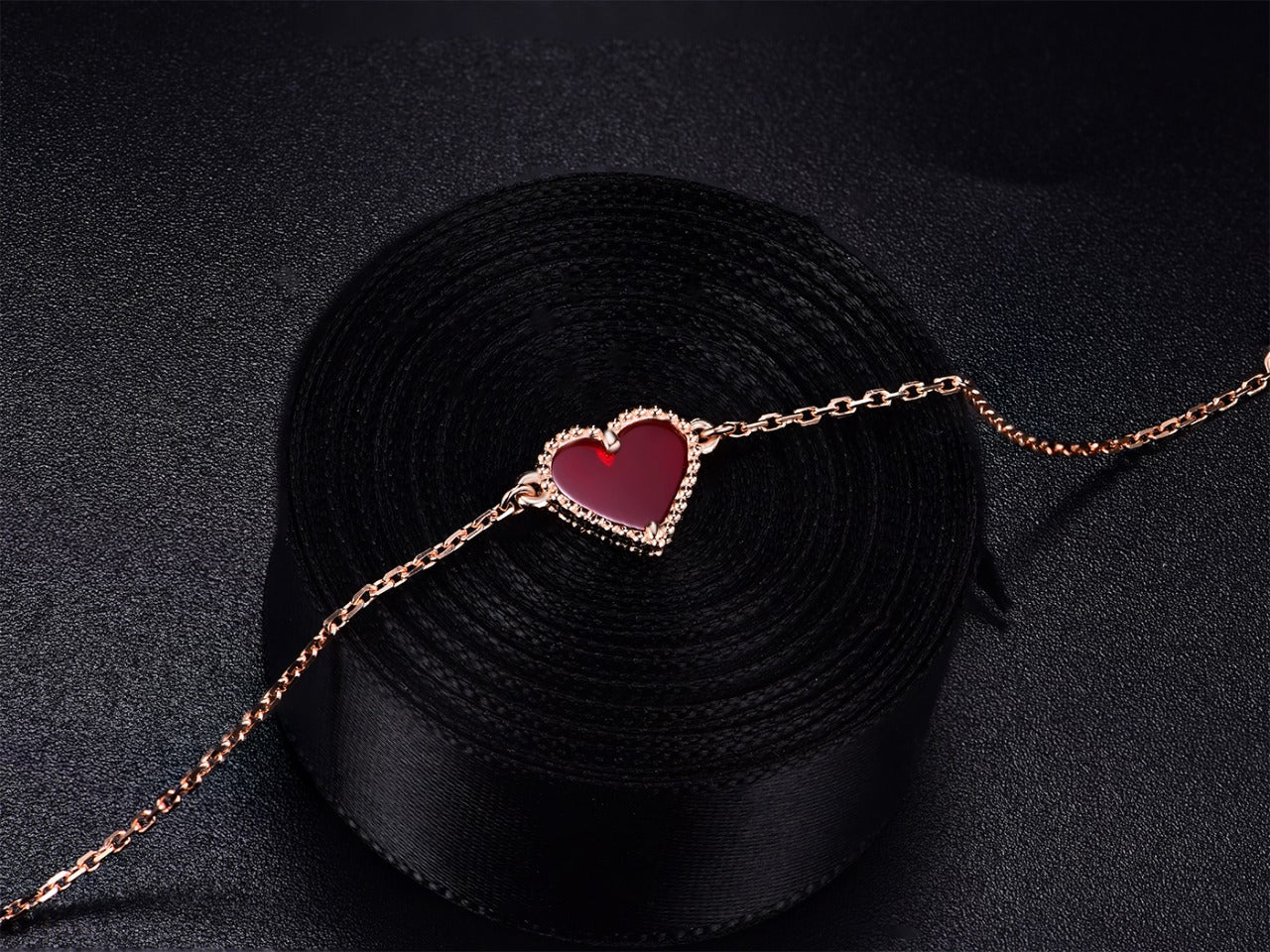 [Lumi Jewellery]HEART CARNELIAN PINK GOLD BRACELET