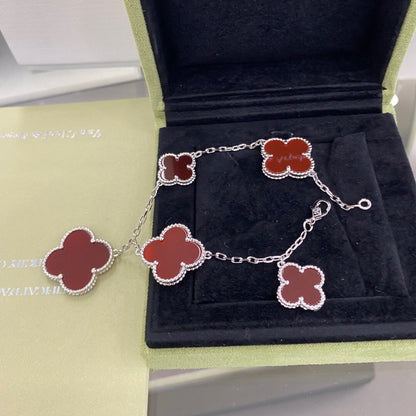 [Lumi Jewellery]CLOVER 5 MOTIFS SIVLER CARNELIAN BRACELET