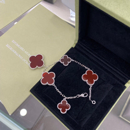 [Lumi Jewellery]CLOVER 5 MOTIFS SIVLER CARNELIAN BRACELET