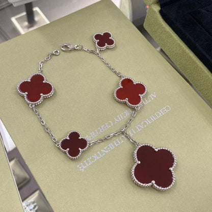 [Lumi Jewellery]CLOVER 5 MOTIFS SIVLER CARNELIAN BRACELET